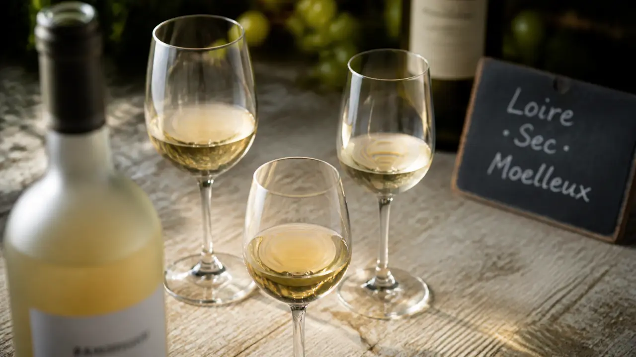 Chenin blanc vin : verre de sec, demi-sec, moelleux, effervescent sur table