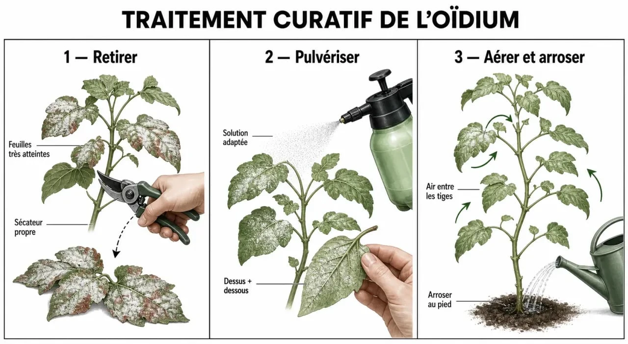 Oïdium traitement curatif : gestes immédiats pour stopper la maladie sur les plantes