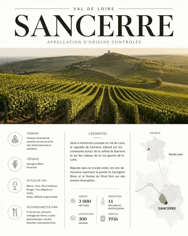 Vignoble de Sancerre, terroir d'exception pour le vin nature.