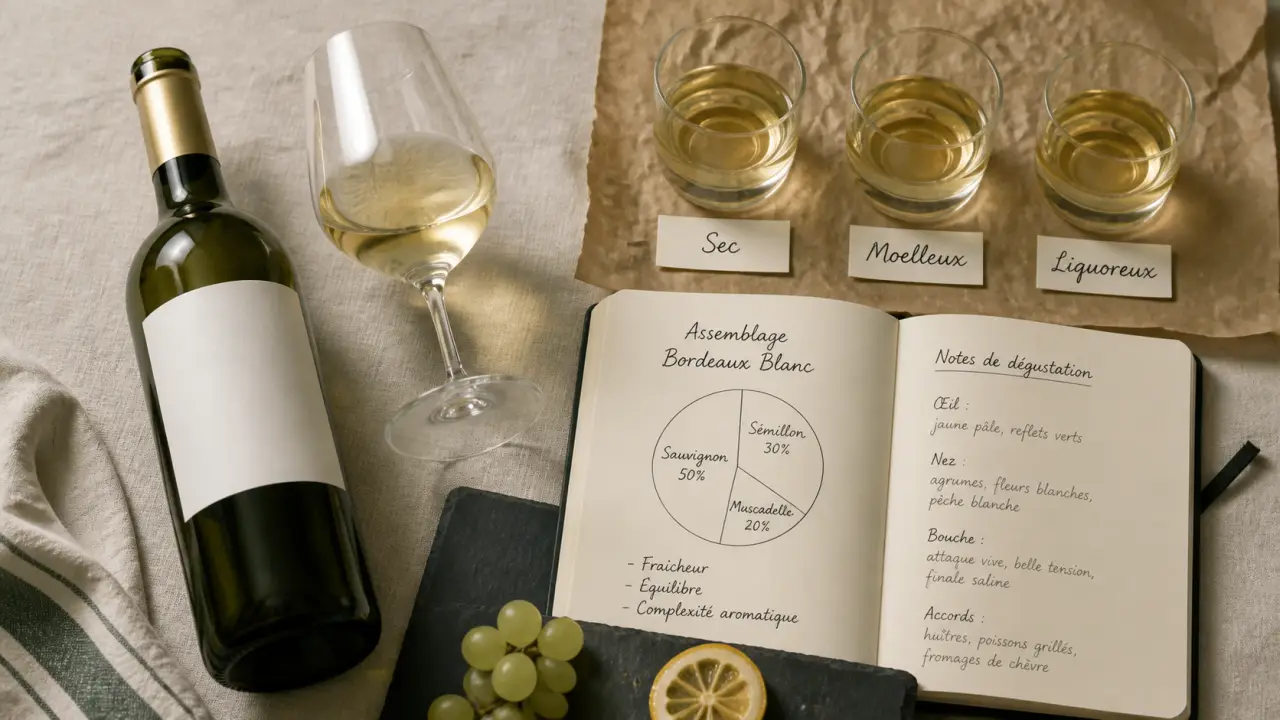 Vin blanc du bordelais : verre, cépages, accords, dégustation