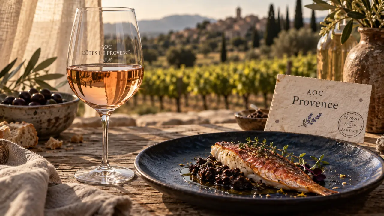 aoc provence rosé et terroir millénaire, rouget rôti et tapenade