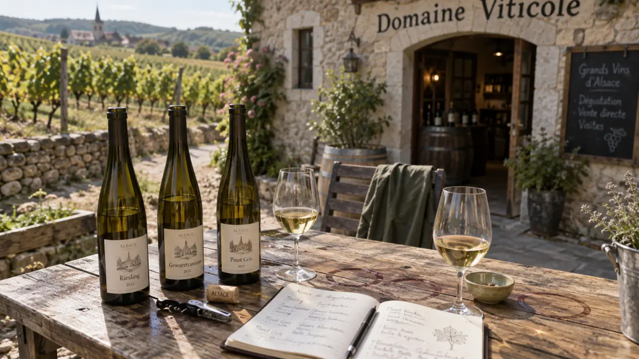 Domaine viticole de la ville de Colmar, bouteilles d’Alsace et carnet de dégustation en caveau