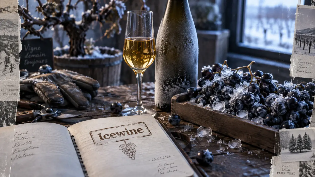 Ice wine : raisins gelés et vin de glace, table d’atelier