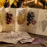 Liste des cépages : grains et schéma de Vitis vinifera