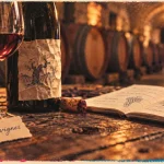 Vieilles vignes : verre de vin rouge en cave
