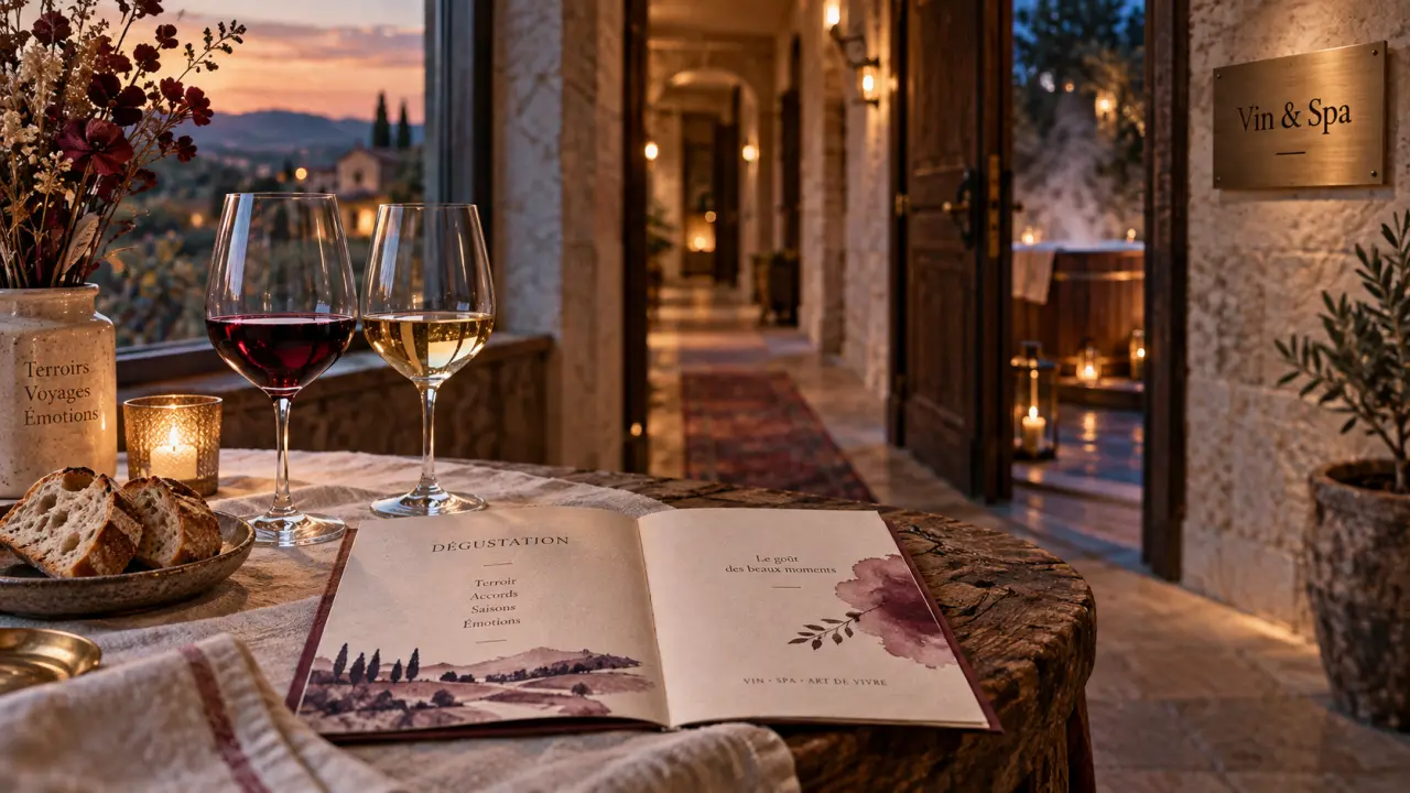 Week-end dégustation vin et spa : verres de vin et bain nordique en hôtel