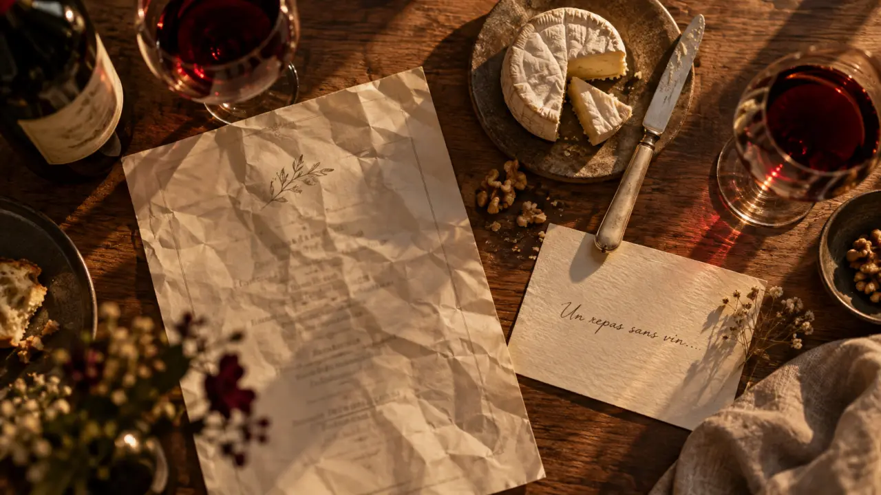 Citations sur le vin : phrase pour une occasion, set table et verre rouge