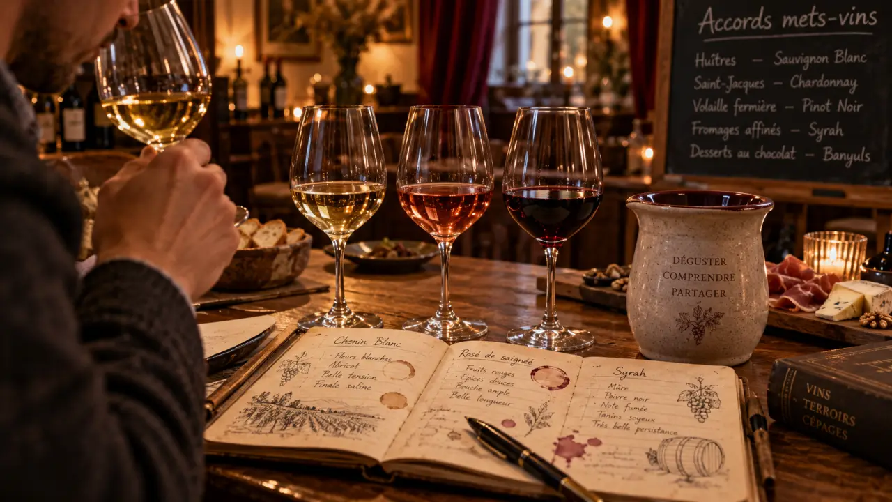 Cours oenologie lyon : verres de dégustation et vins